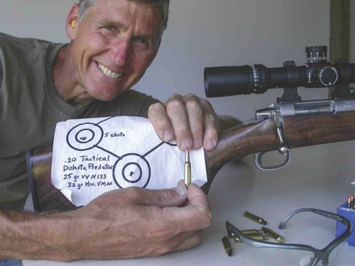 The author with proof that proper handloading can result in tremendous accuracy.