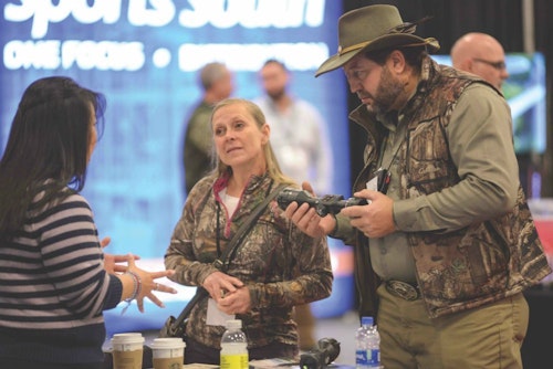 Attendees of the 2020 Hunting Retailer Show enjoying one-on-one time with exhibitors.