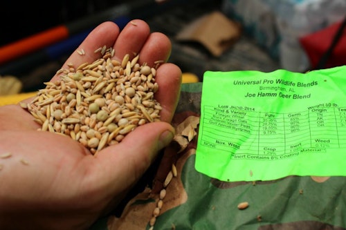 One of the more practical food plot items to carry in a local store are seed blends. Every food plot needs them.