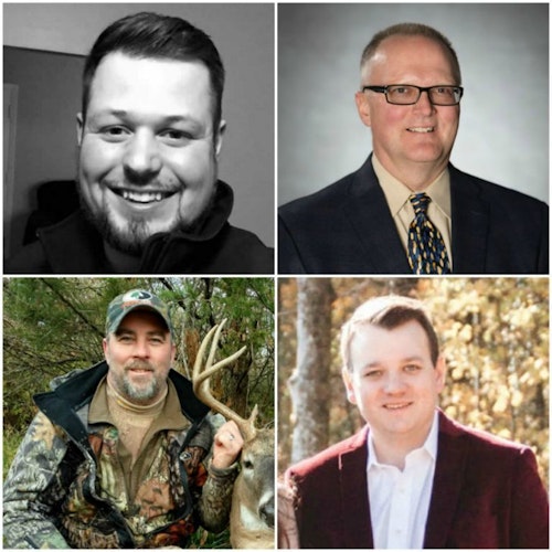 Speakers for the Tuesday Educational Seminars include, clockwise starting at the top left, Collin Cottrell, William Napier, Chris O'Hara and Nathan Dudney.